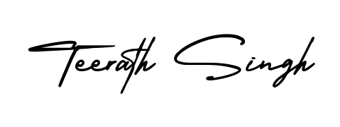 Practice writing Teerath Singh with the flow of AmerikaSignatureDemo-Regular lettering. A fantastic source of inspiration for developing your personal signature style. Teerath Singh signature style 3 images and pictures png