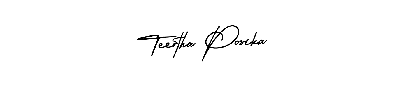 The best way (AmerikaSignatureDemo-Regular) to make a short signature is to pick only two or three words in your name. The name Teertha Posika include a total of six letters. For converting this name. Teertha Posika signature style 3 images and pictures png