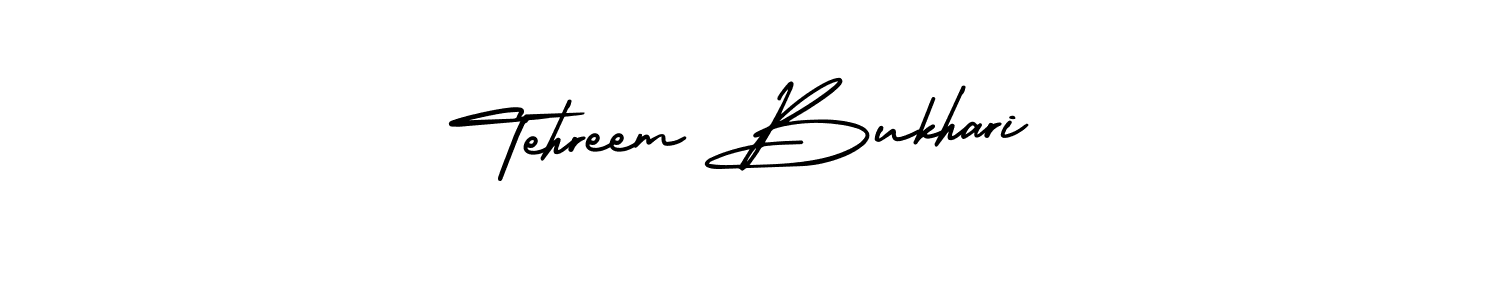 You should practise on your own different ways (AmerikaSignatureDemo-Regular) to write your name (Tehreem Bukhari) in signature. don't let someone else do it for you. Tehreem Bukhari signature style 3 images and pictures png