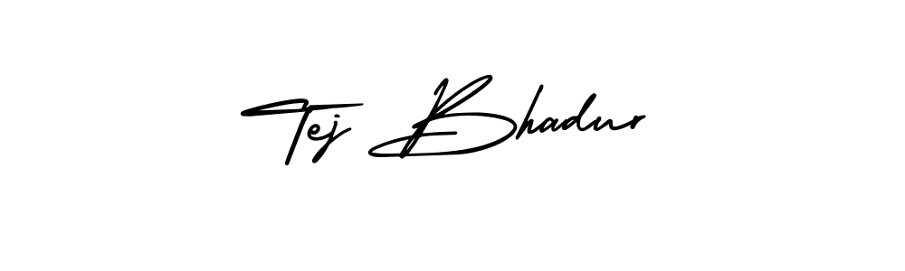 The best way (AmerikaSignatureDemo-Regular) to make a short signature is to pick only two or three words in your name. The name Tej Bhadur include a total of six letters. For converting this name. Tej Bhadur signature style 3 images and pictures png