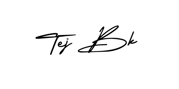 How to make Tej Bk name signature. Use AmerikaSignatureDemo-Regular style for creating short signs online. This is the latest handwritten sign. Tej Bk signature style 3 images and pictures png