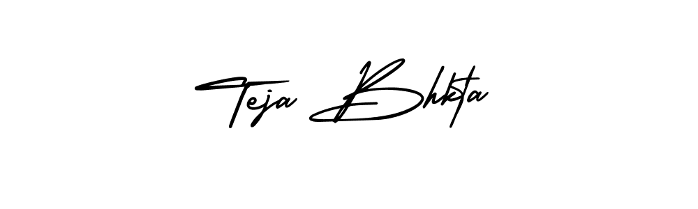 The best way (AmerikaSignatureDemo-Regular) to make a short signature is to pick only two or three words in your name. The name Teja Bhkta include a total of six letters. For converting this name. Teja Bhkta signature style 3 images and pictures png