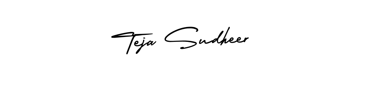 How to Draw Teja Sudheer signature style? AmerikaSignatureDemo-Regular is a latest design signature styles for name Teja Sudheer. Teja Sudheer signature style 3 images and pictures png