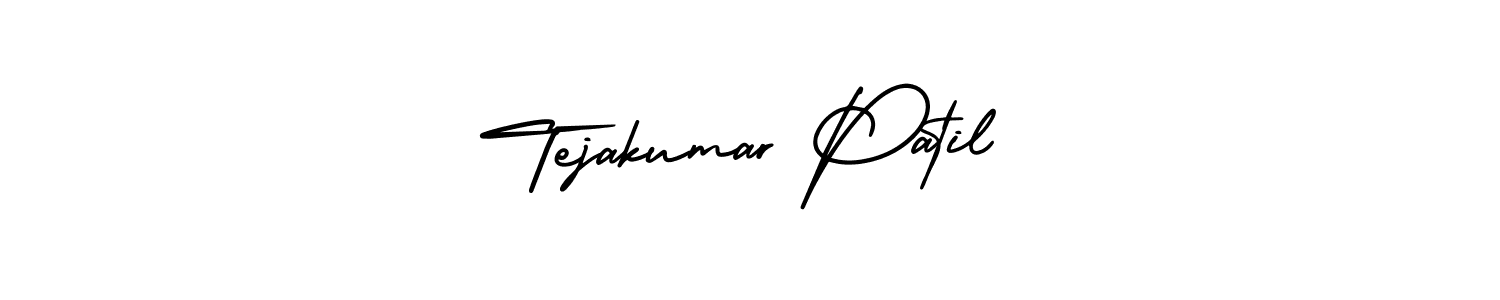 You should practise on your own different ways (AmerikaSignatureDemo-Regular) to write your name (Tejakumar Patil) in signature. don't let someone else do it for you. Tejakumar Patil signature style 3 images and pictures png