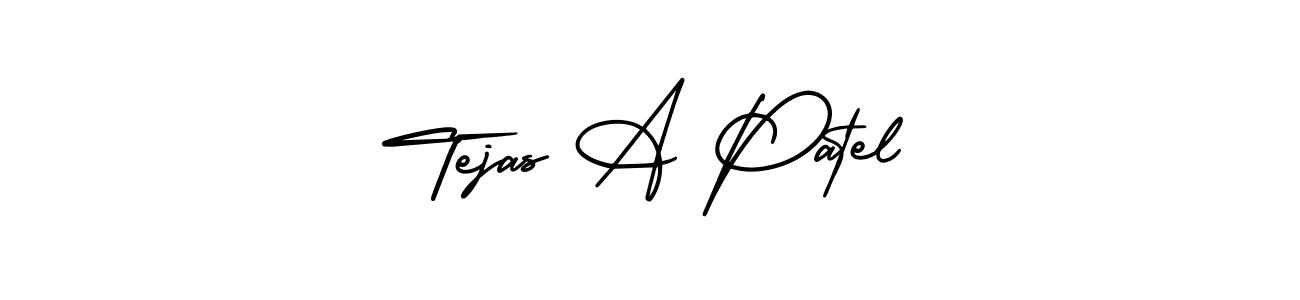 You should practise on your own different ways (AmerikaSignatureDemo-Regular) to write your name (Tejas A Patel) in signature. don't let someone else do it for you. Tejas A Patel signature style 3 images and pictures png