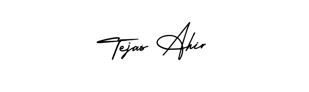 The best way (AmerikaSignatureDemo-Regular) to make a short signature is to pick only two or three words in your name. The name Tejas Ahir include a total of six letters. For converting this name. Tejas Ahir signature style 3 images and pictures png