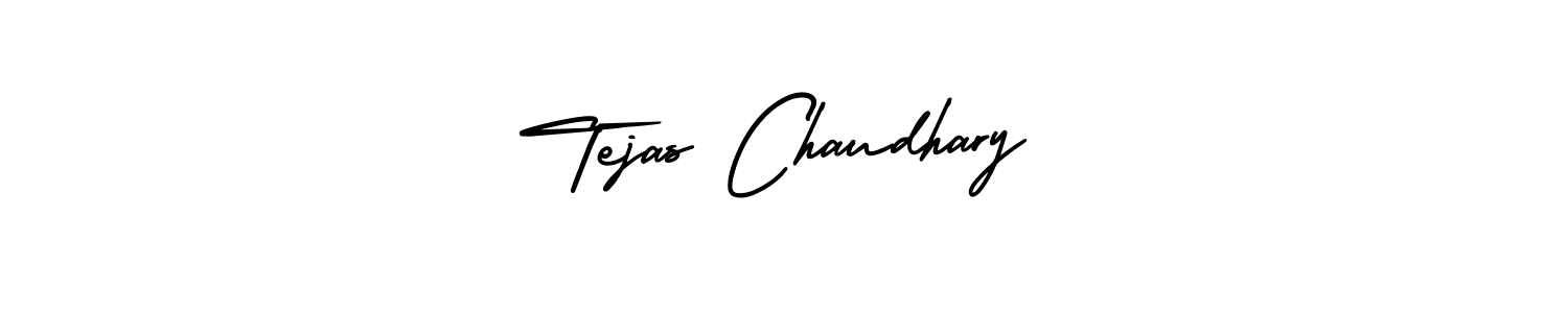 You should practise on your own different ways (AmerikaSignatureDemo-Regular) to write your name (Tejas Chaudhary) in signature. don't let someone else do it for you. Tejas Chaudhary signature style 3 images and pictures png