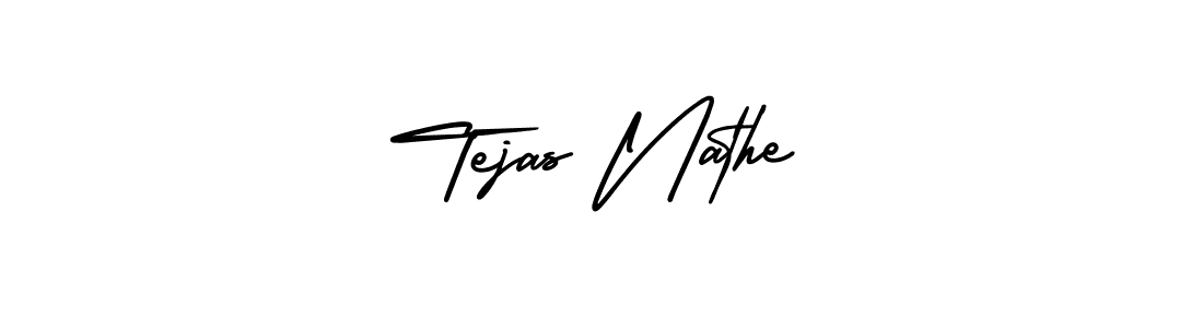 How to make Tejas Nathe name signature. Use AmerikaSignatureDemo-Regular style for creating short signs online. This is the latest handwritten sign. Tejas Nathe signature style 3 images and pictures png