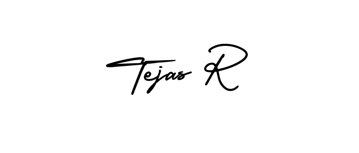 How to make Tejas R name signature. Use AmerikaSignatureDemo-Regular style for creating short signs online. This is the latest handwritten sign. Tejas R signature style 3 images and pictures png