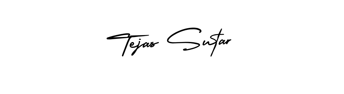 You should practise on your own different ways (AmerikaSignatureDemo-Regular) to write your name (Tejas Sutar) in signature. don't let someone else do it for you. Tejas Sutar signature style 3 images and pictures png