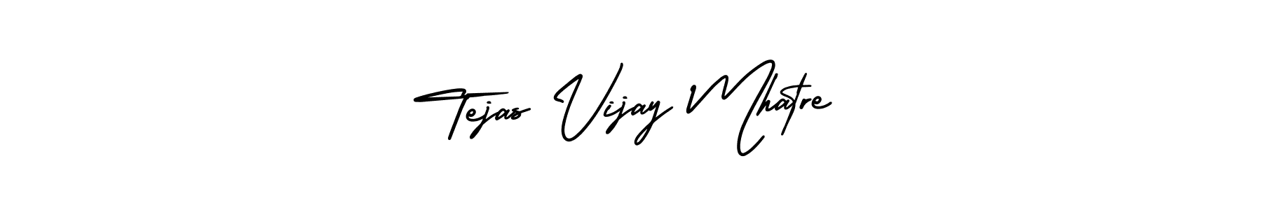 You should practise on your own different ways (AmerikaSignatureDemo-Regular) to write your name (Tejas Vijay Mhatre) in signature. don't let someone else do it for you. Tejas Vijay Mhatre signature style 3 images and pictures png