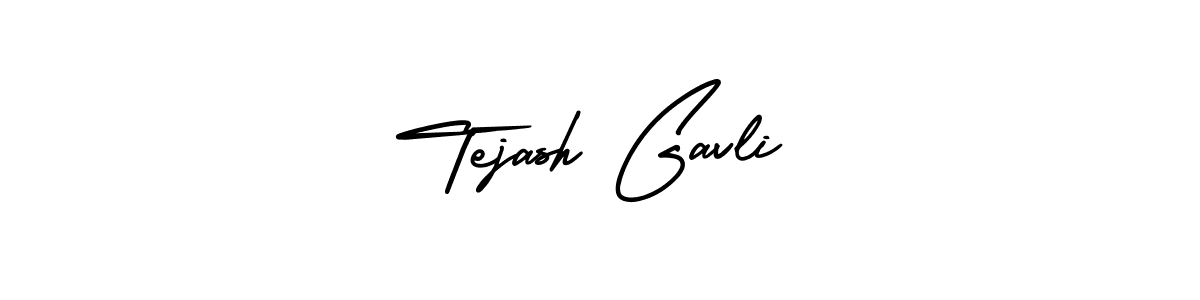 You should practise on your own different ways (AmerikaSignatureDemo-Regular) to write your name (Tejash Gavli) in signature. don't let someone else do it for you. Tejash Gavli signature style 3 images and pictures png