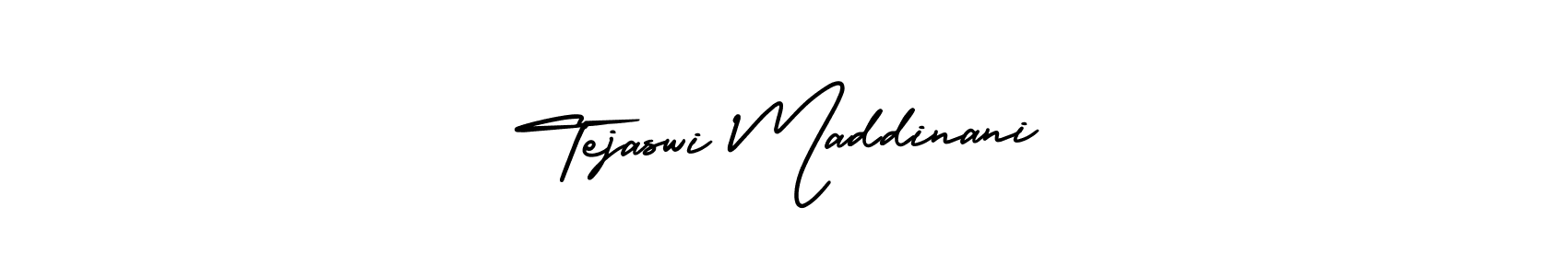 Tejaswi Maddinani stylish signature style. Best Handwritten Sign (AmerikaSignatureDemo-Regular) for my name. Handwritten Signature Collection Ideas for my name Tejaswi Maddinani. Tejaswi Maddinani signature style 3 images and pictures png