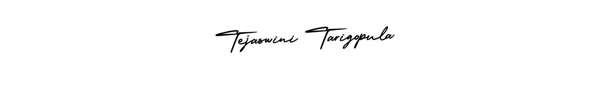 The best way (AmerikaSignatureDemo-Regular) to make a short signature is to pick only two or three words in your name. The name Tejaswini Tarigopula include a total of six letters. For converting this name. Tejaswini Tarigopula signature style 3 images and pictures png