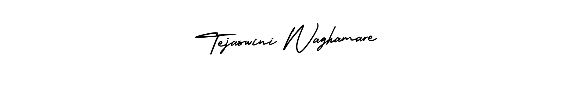 You should practise on your own different ways (AmerikaSignatureDemo-Regular) to write your name (Tejaswini Waghamare) in signature. don't let someone else do it for you. Tejaswini Waghamare signature style 3 images and pictures png