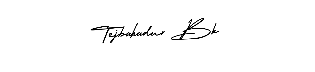 You should practise on your own different ways (AmerikaSignatureDemo-Regular) to write your name (Tejbahadur Bk) in signature. don't let someone else do it for you. Tejbahadur Bk signature style 3 images and pictures png