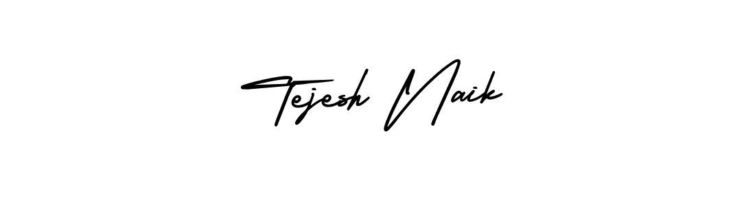 You should practise on your own different ways (AmerikaSignatureDemo-Regular) to write your name (Tejesh Naik) in signature. don't let someone else do it for you. Tejesh Naik signature style 3 images and pictures png
