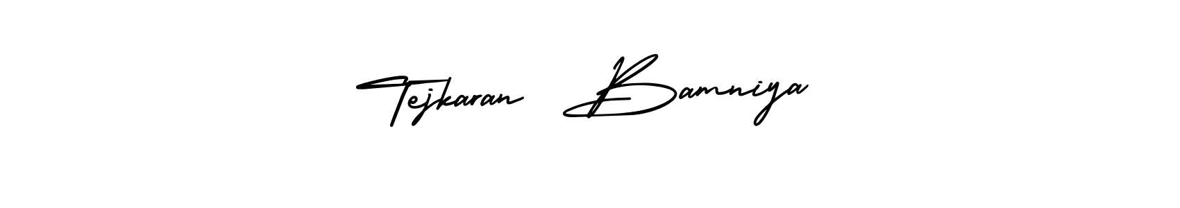 AmerikaSignatureDemo-Regular is a professional signature style that is perfect for those who want to add a touch of class to their signature. It is also a great choice for those who want to make their signature more unique. Get Tejkaran  Bamniya name to fancy signature for free. Tejkaran  Bamniya signature style 3 images and pictures png