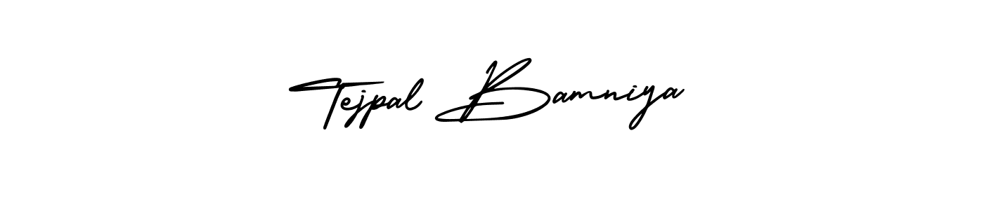 You should practise on your own different ways (AmerikaSignatureDemo-Regular) to write your name (Tejpal Bamniya) in signature. don't let someone else do it for you. Tejpal Bamniya signature style 3 images and pictures png