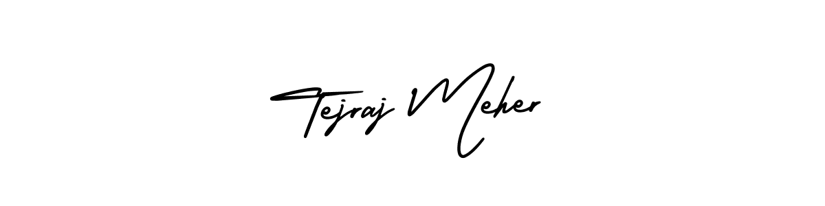 You should practise on your own different ways (AmerikaSignatureDemo-Regular) to write your name (Tejraj Meher) in signature. don't let someone else do it for you. Tejraj Meher signature style 3 images and pictures png