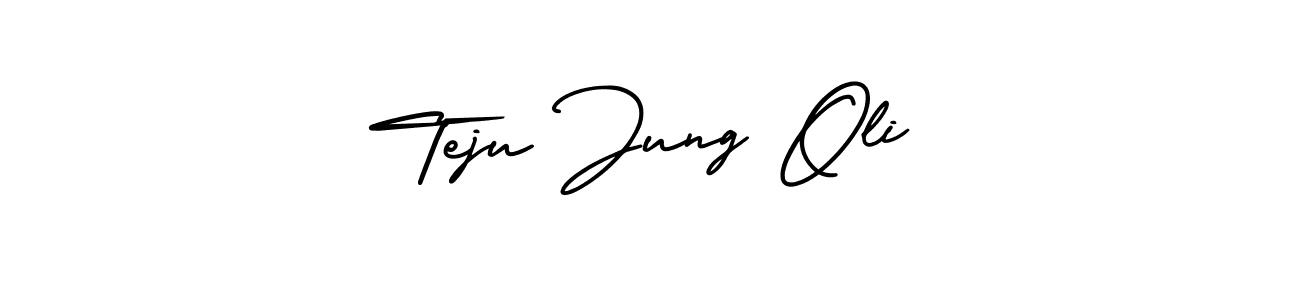 How to make Teju Jung Oli signature? AmerikaSignatureDemo-Regular is a professional autograph style. Create handwritten signature for Teju Jung Oli name. Teju Jung Oli signature style 3 images and pictures png