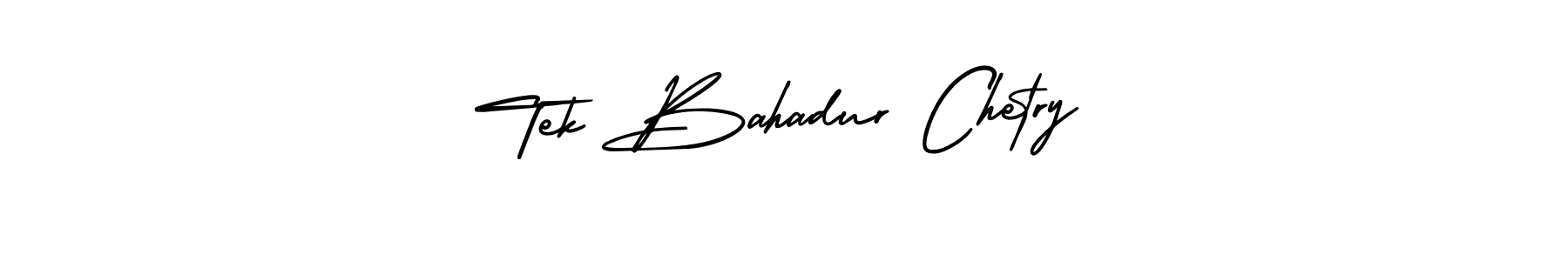 The best way (AmerikaSignatureDemo-Regular) to make a short signature is to pick only two or three words in your name. The name Tek Bahadur Chetry include a total of six letters. For converting this name. Tek Bahadur Chetry signature style 3 images and pictures png