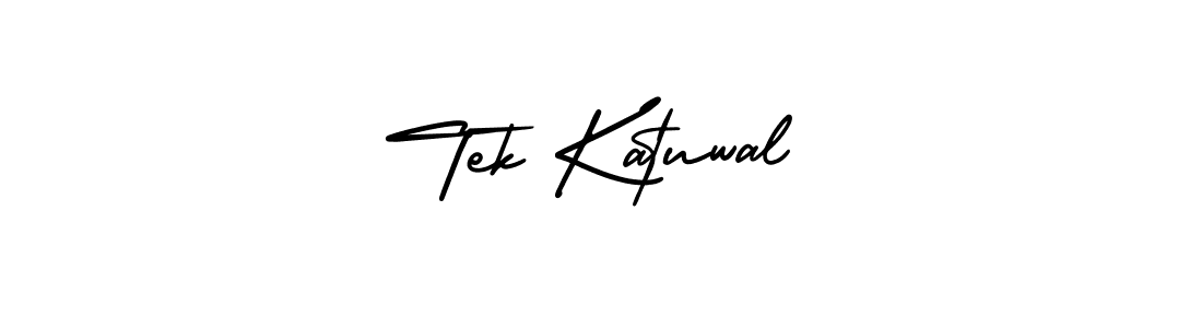 You should practise on your own different ways (AmerikaSignatureDemo-Regular) to write your name (Tek Katuwal) in signature. don't let someone else do it for you. Tek Katuwal signature style 3 images and pictures png