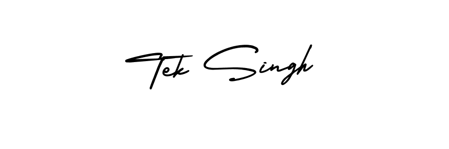 You should practise on your own different ways (AmerikaSignatureDemo-Regular) to write your name (Tek Singh) in signature. don't let someone else do it for you. Tek Singh signature style 3 images and pictures png