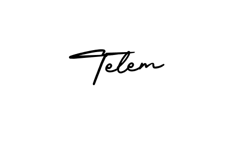 How to make Telem name signature. Use AmerikaSignatureDemo-Regular style for creating short signs online. This is the latest handwritten sign. Telem signature style 3 images and pictures png