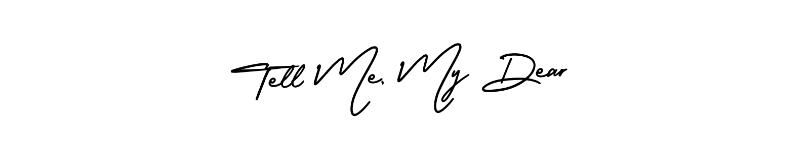 The best way (AmerikaSignatureDemo-Regular) to make a short signature is to pick only two or three words in your name. The name Tell Me, My Dear include a total of six letters. For converting this name. Tell Me, My Dear signature style 3 images and pictures png