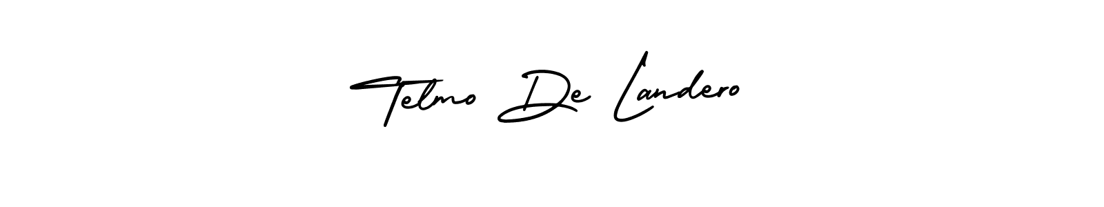 You should practise on your own different ways (AmerikaSignatureDemo-Regular) to write your name (Telmo De Landero) in signature. don't let someone else do it for you. Telmo De Landero signature style 3 images and pictures png