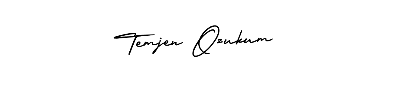 You should practise on your own different ways (AmerikaSignatureDemo-Regular) to write your name (Temjen Ozukum) in signature. don't let someone else do it for you. Temjen Ozukum signature style 3 images and pictures png