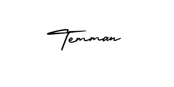 You should practise on your own different ways (AmerikaSignatureDemo-Regular) to write your name (Temman) in signature. don't let someone else do it for you. Temman signature style 3 images and pictures png