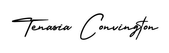 The AmerikaSignatureDemo-Regular signature style provides a bold statement for name Tenasia Convington. Designed for business owners, executives, and leaders. Tenasia Convington signature style 3 images and pictures png