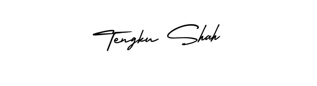You should practise on your own different ways (AmerikaSignatureDemo-Regular) to write your name (Tengku Shah) in signature. don't let someone else do it for you. Tengku Shah signature style 3 images and pictures png