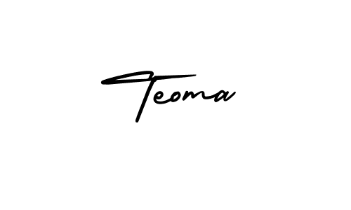 You should practise on your own different ways (AmerikaSignatureDemo-Regular) to write your name (Teoma) in signature. don't let someone else do it for you. Teoma signature style 3 images and pictures png