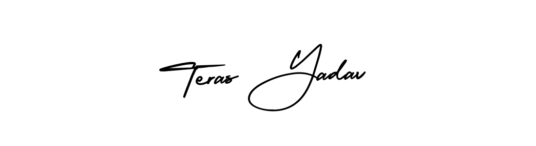 The best way (AmerikaSignatureDemo-Regular) to make a short signature is to pick only two or three words in your name. The name Teras Yadav include a total of six letters. For converting this name. Teras Yadav signature style 3 images and pictures png