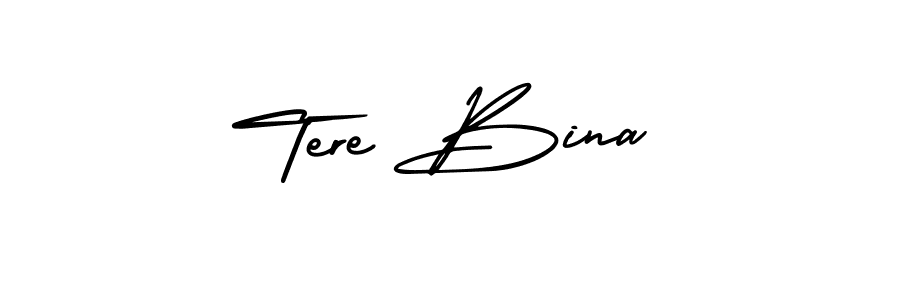 You should practise on your own different ways (AmerikaSignatureDemo-Regular) to write your name (Tere Bina) in signature. don't let someone else do it for you. Tere Bina signature style 3 images and pictures png