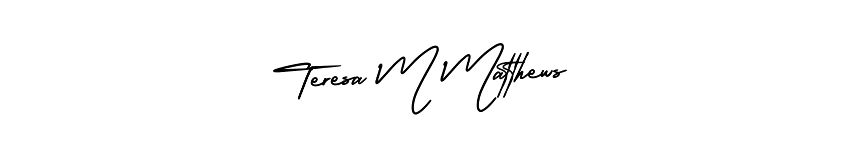 You should practise on your own different ways (AmerikaSignatureDemo-Regular) to write your name (Teresa M Matthews) in signature. don't let someone else do it for you. Teresa M Matthews signature style 3 images and pictures png