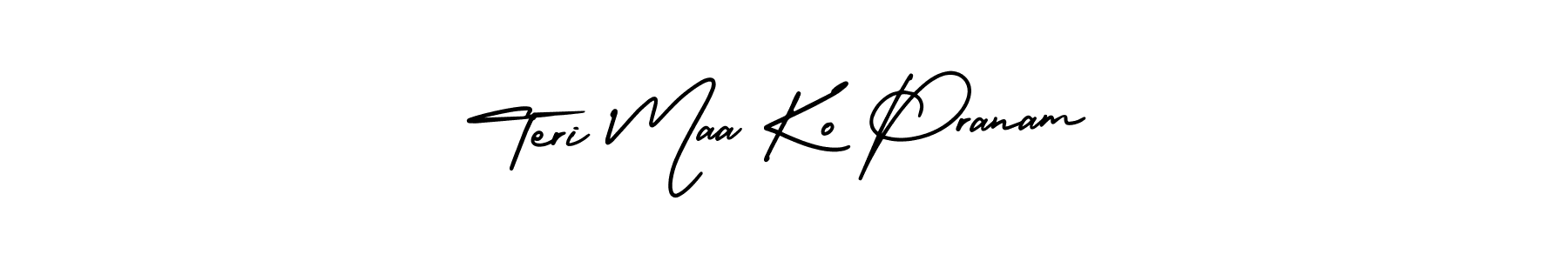 See photos of Teri Maa Ko Pranam official signature by Spectra . Check more albums & portfolios. Read reviews & check more about AmerikaSignatureDemo-Regular font. Teri Maa Ko Pranam signature style 3 images and pictures png