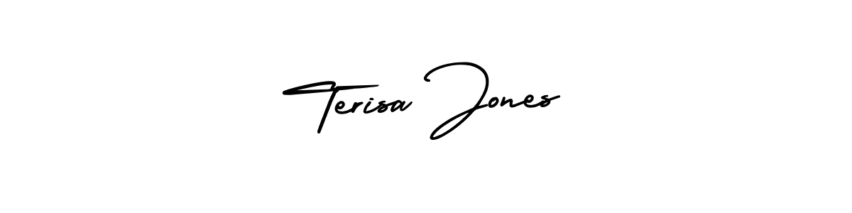 You should practise on your own different ways (AmerikaSignatureDemo-Regular) to write your name (Terisa Jones) in signature. don't let someone else do it for you. Terisa Jones signature style 3 images and pictures png
