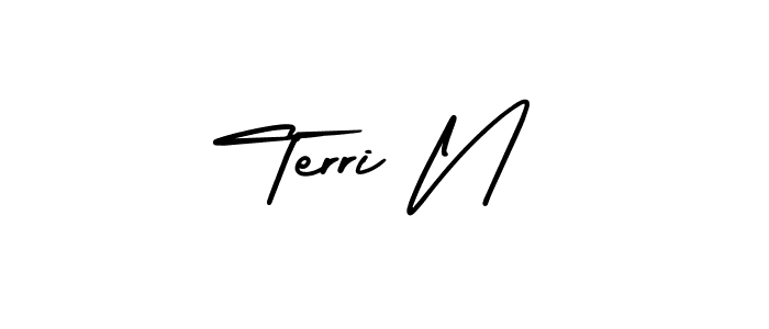 Use a signature maker to create a handwritten signature online. With this signature software, you can design (AmerikaSignatureDemo-Regular) your own signature for name Terri N. Terri N signature style 3 images and pictures png