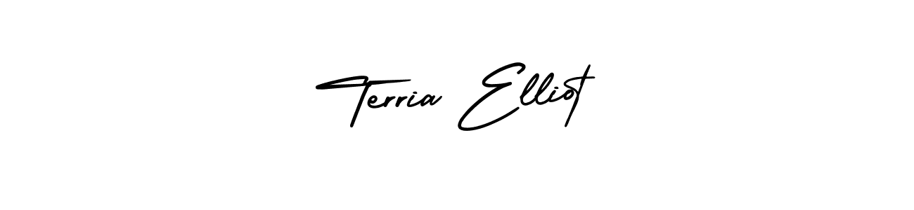The best way (AmerikaSignatureDemo-Regular) to make a short signature is to pick only two or three words in your name. The name Terria Elliot include a total of six letters. For converting this name. Terria Elliot signature style 3 images and pictures png