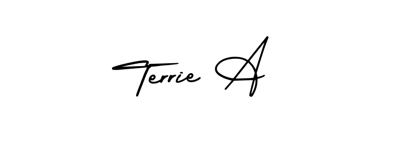 Terrie A stylish signature style. Best Handwritten Sign (AmerikaSignatureDemo-Regular) for my name. Handwritten Signature Collection Ideas for my name Terrie A. Terrie A signature style 3 images and pictures png