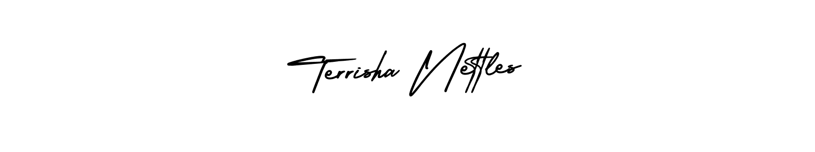 AmerikaSignatureDemo-Regular is a professional signature style that is perfect for those who want to add a touch of class to their signature. It is also a great choice for those who want to make their signature more unique. Get Terrisha Nettles name to fancy signature for free. Terrisha Nettles signature style 3 images and pictures png