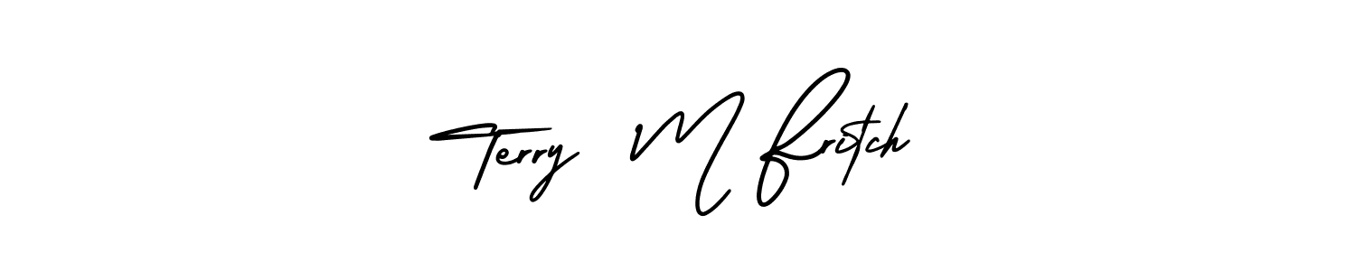 You should practise on your own different ways (AmerikaSignatureDemo-Regular) to write your name (Terry  M Fritch) in signature. don't let someone else do it for you. Terry  M Fritch signature style 3 images and pictures png