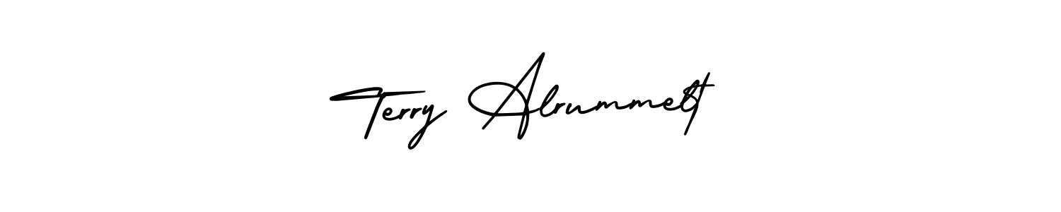 The best way (AmerikaSignatureDemo-Regular) to make a short signature is to pick only two or three words in your name. The name Terry Alrummelt include a total of six letters. For converting this name. Terry Alrummelt signature style 3 images and pictures png