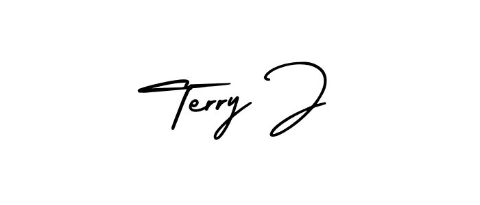 How to make Terry J name signature. Use AmerikaSignatureDemo-Regular style for creating short signs online. This is the latest handwritten sign. Terry J signature style 3 images and pictures png
