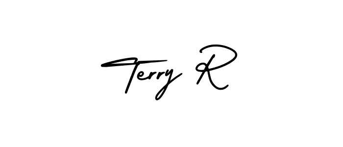 You should practise on your own different ways (AmerikaSignatureDemo-Regular) to write your name (Terry R) in signature. don't let someone else do it for you. Terry R signature style 3 images and pictures png