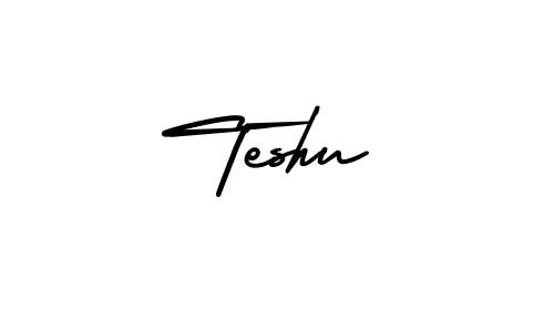 You should practise on your own different ways (AmerikaSignatureDemo-Regular) to write your name (Teshu) in signature. don't let someone else do it for you. Teshu signature style 3 images and pictures png